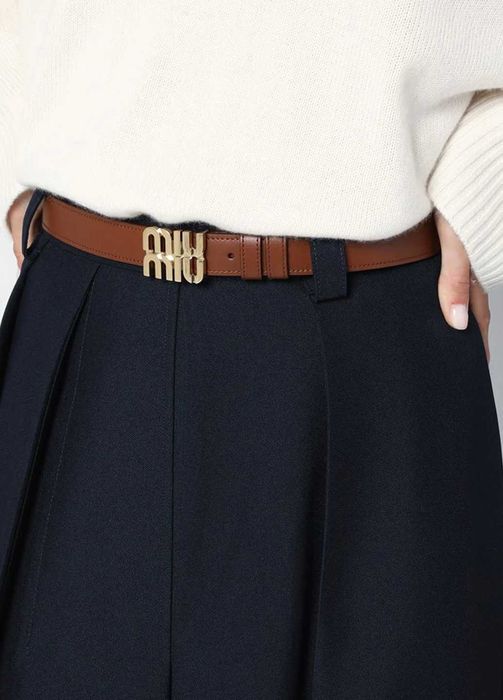 Ремінь Miu Miu Logo Leather Belt Brown