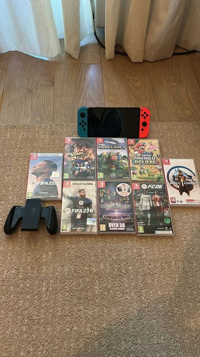 Nintendo Switch Completa (V2) + Mala + Pack 8 Jogos (Ótimo Estado)