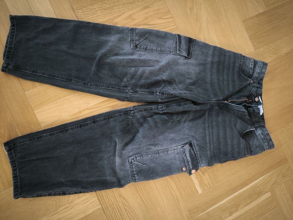 Męskie spodnie dżinsowe szeroka nogawka cargo