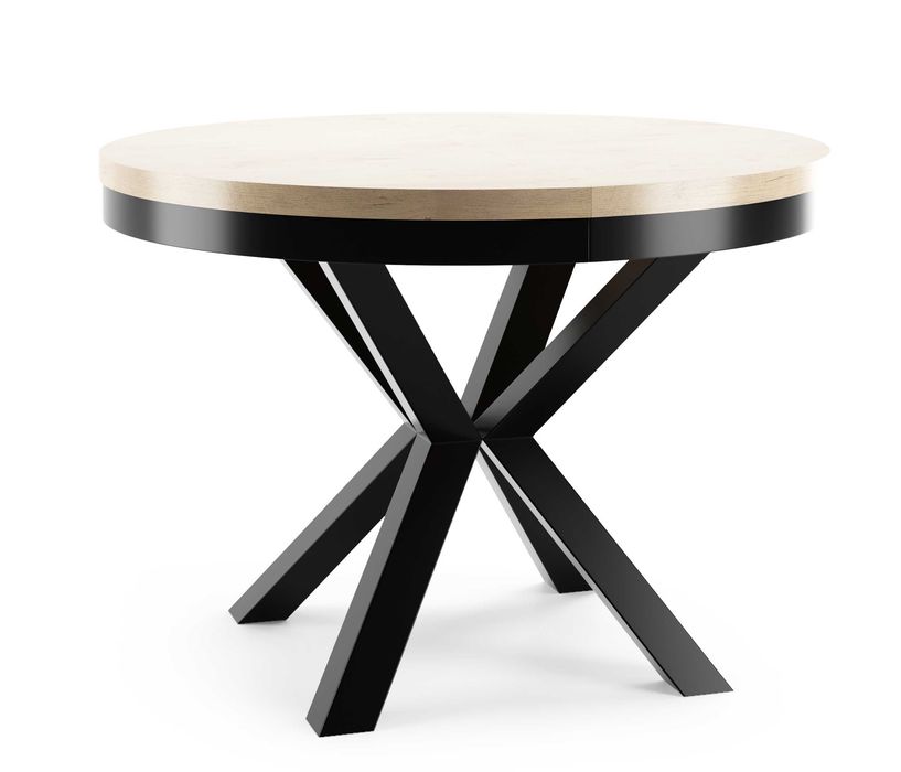 Stół okrągły rozkładany 100-176 cm na metalowych nogach w stylu loft