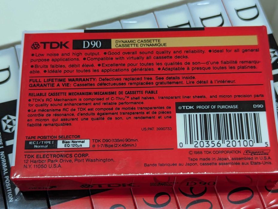 TDK D90 нові аудіо касети аудиокассеты блок 10шт. USA 1988р
