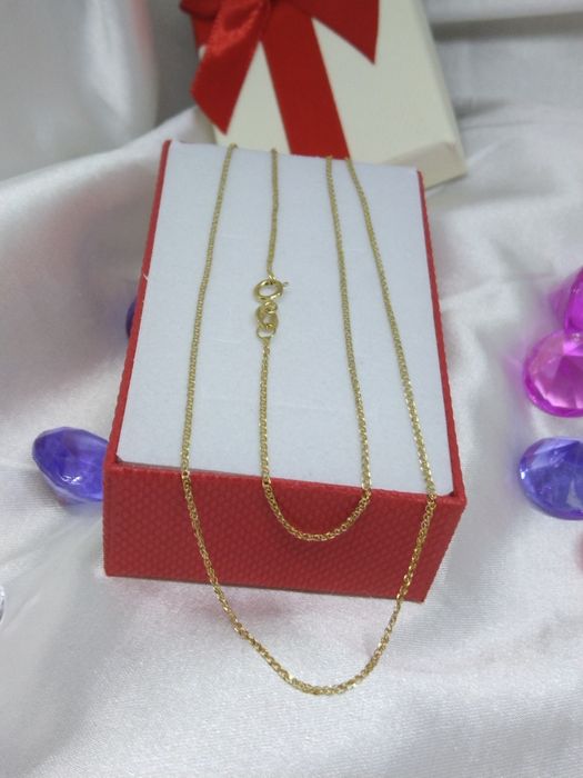 Piękny złoty łańcuszek lisi ogon, złoto 585, dł. 50 cm