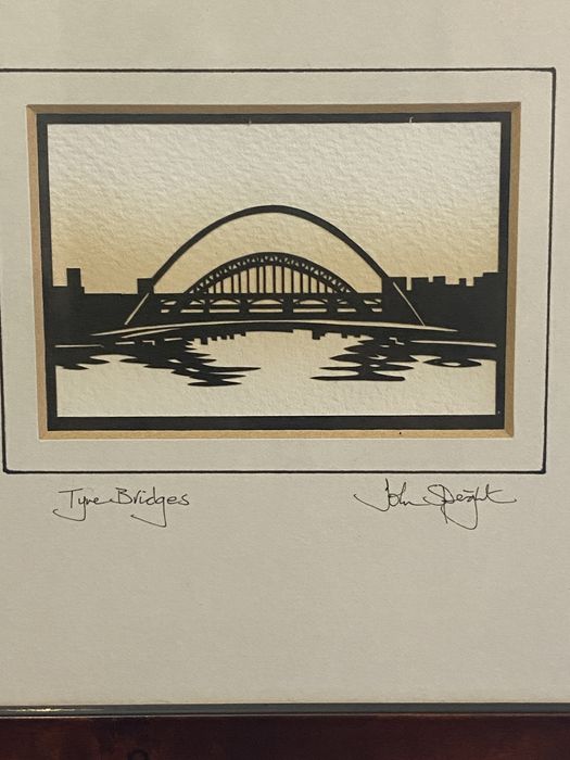 Grafika orginalna praca Johna Speighta mosty Tyne