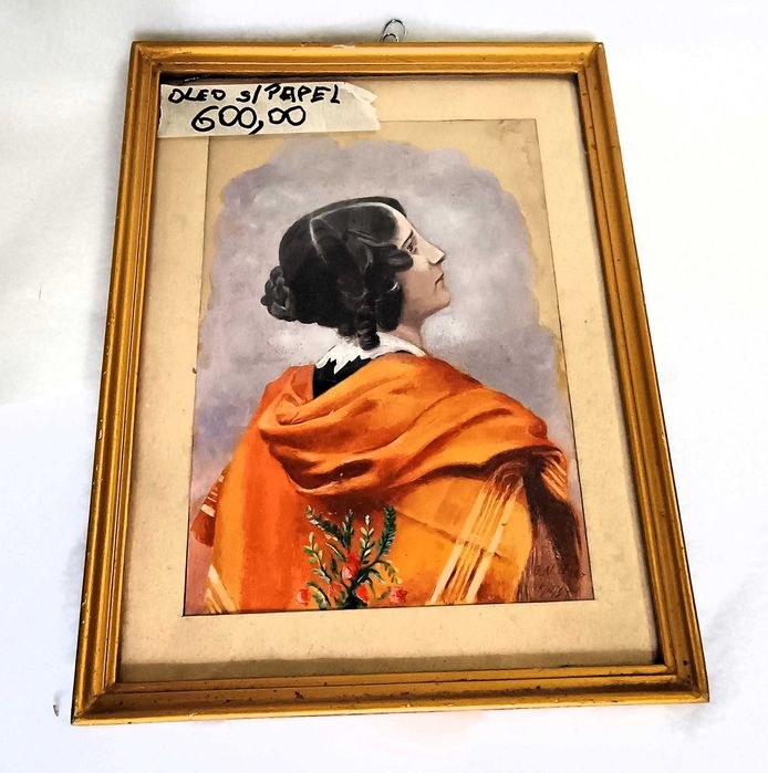 Pintura Antiga Óleo Sobre Papel