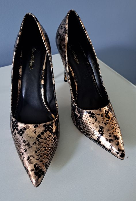 Szpilki czarno-zlote