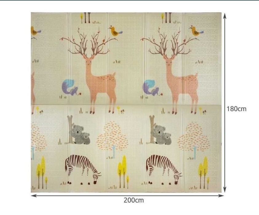 Mata piankowa do zabawy dla dzieci, 200 x 180 x 1 cm, zwierzątka