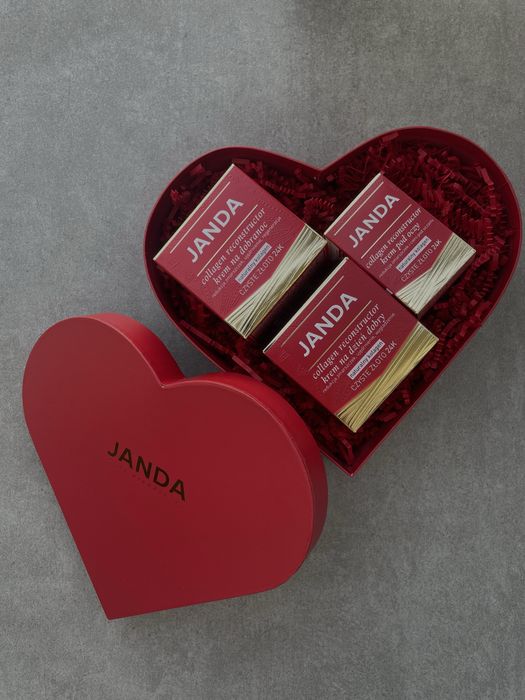 Zestaw kosmetyków Janda Collagen Reconstructor w papierowym pudełku serce