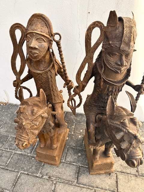 Cavaleiros em Bronze de Benin raro africano arte tribal - 75cm - 35KG