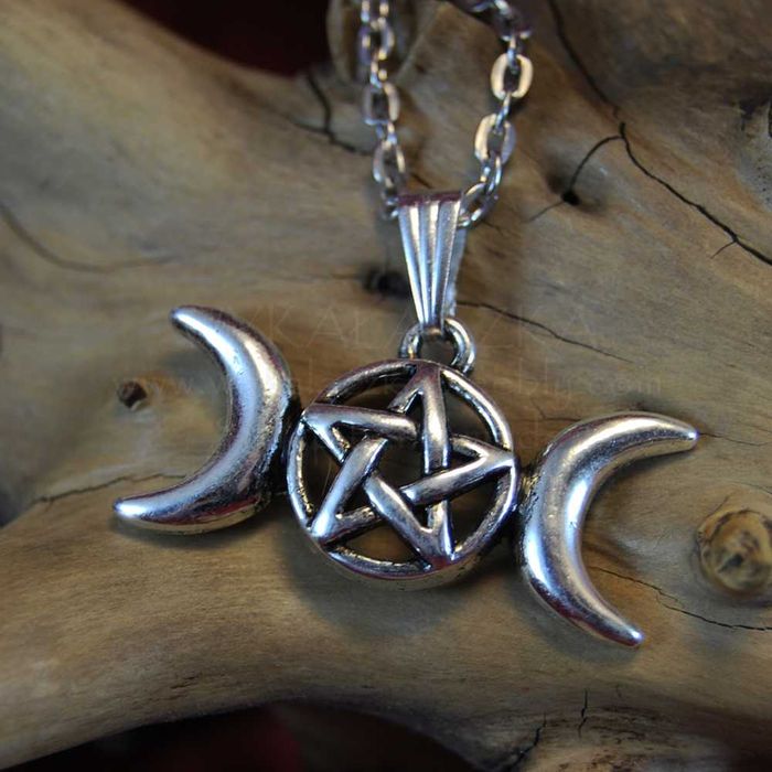 Wicca Pentakl pentagram półksiężyc amulet talizman