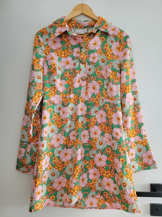 Sukienka ASOS kwiaty satynowa 38 M