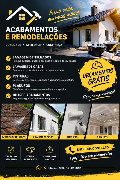 Pinturas • Pladur • Lavagem de Telhados • Remodelações