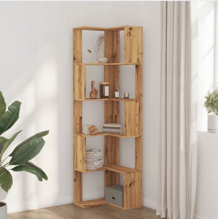 5 - poziomowy dębowy regał narożny