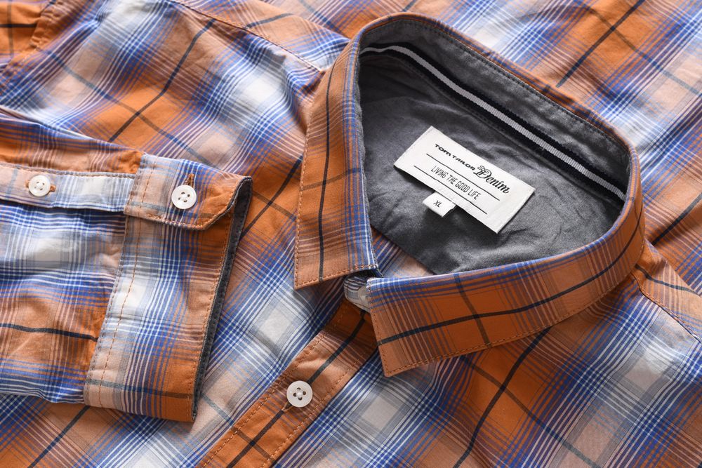 TOM TAILOR DENIM pomarańczowa koszula w kratkę 100% bawełna XL k 44