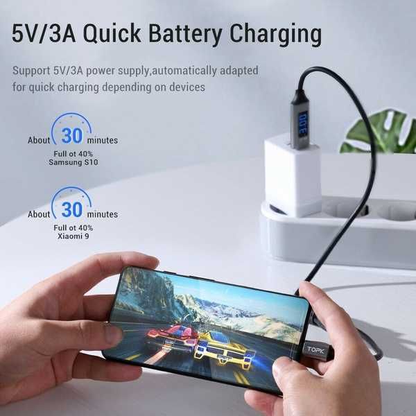 Cabo de carregamento rápido 5V 3A USB para Type-C