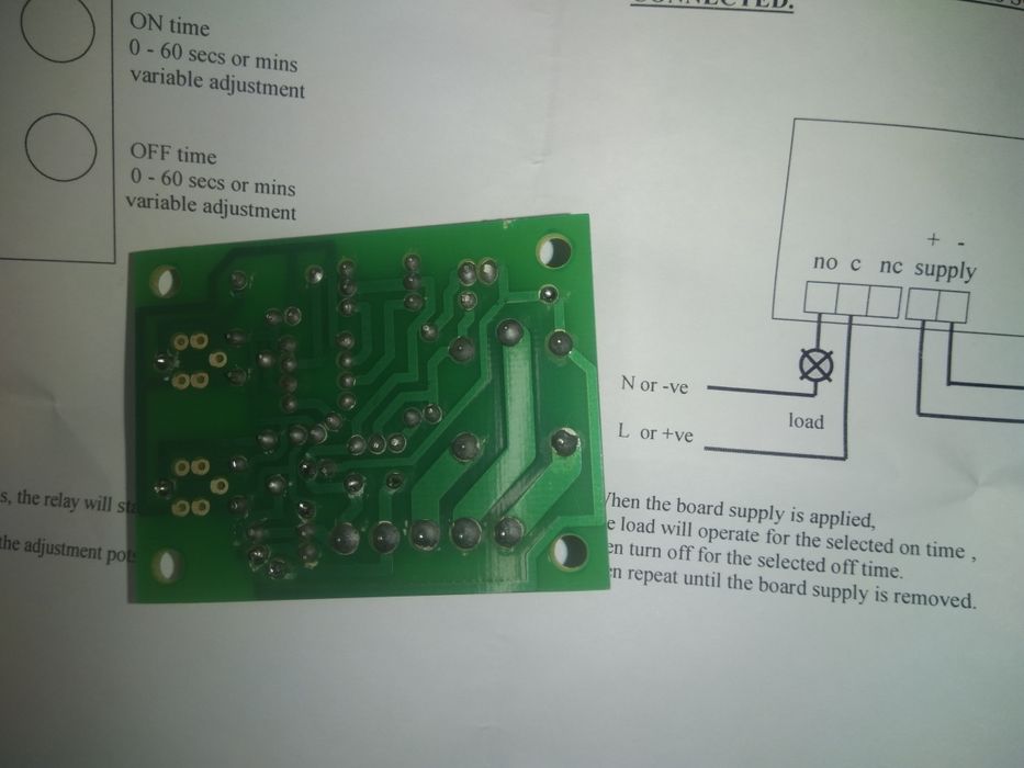 Placa de relais temporizador cíclico-pulsante 0/60s a 0/60minutos