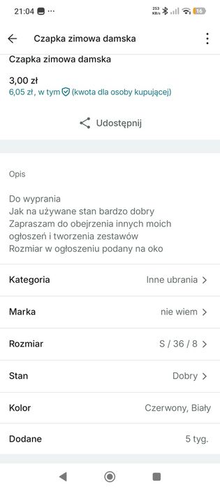 Czapka z napisem Polska damska