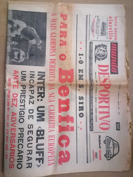 Final de 1964 /1965 BENFICA x Inter de Milão Taça Campeões Europeus 1964/65 Mundo Desportivo COMPLETO