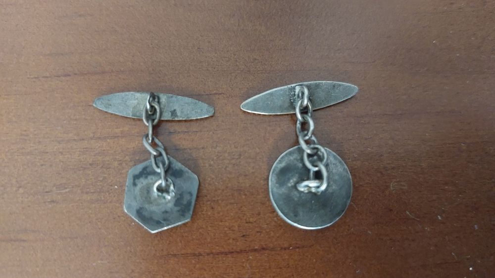 Botões de punho antigos - ouro e prata