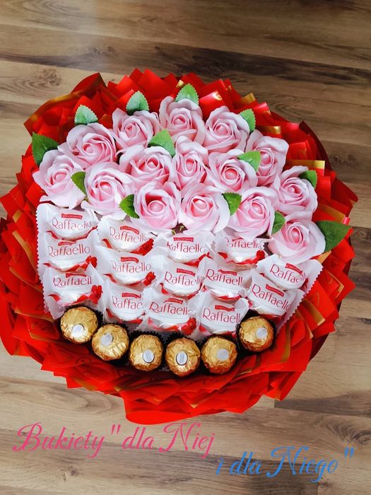 Bukiet ze słodyczami Raffaello Ferrero rocher