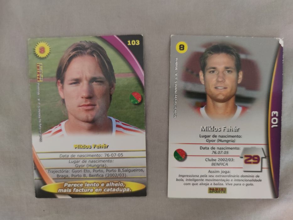 Cartas Panini Mega Craques Feher SLB excelente estado.