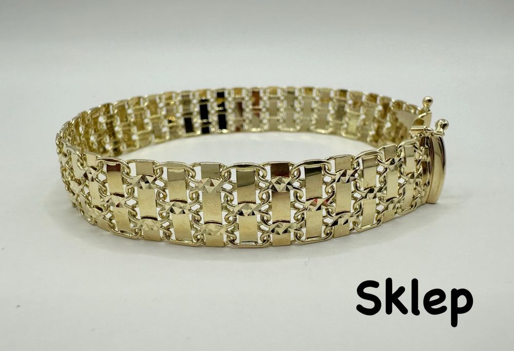 Złota Damska Bransoletka Szeroka Pr.585 NOWA !!!