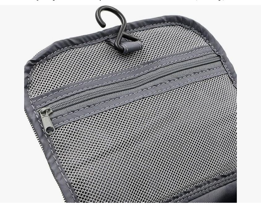 Podróżna kosmetyczka z haczykiem szara