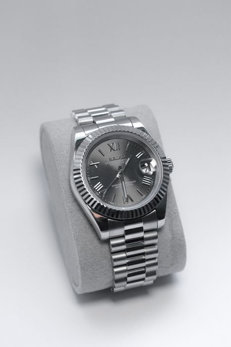 Zegarek Custom Mod Datejust Roman Gray President Seiko Mod