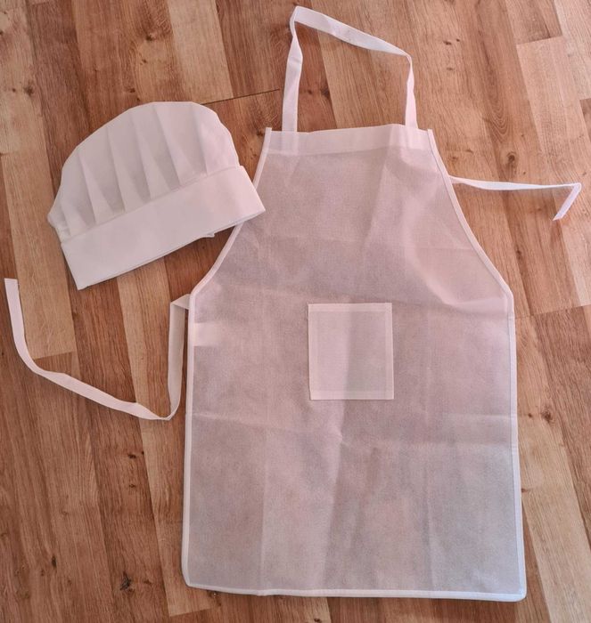 Fizelinowy fartuszek kucharski faruch do malowania + czapka kucharska