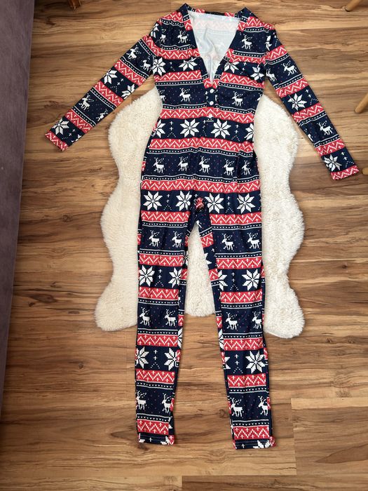 Jednoczęściowa piżama świąteczna damska z klapą z tyłu CBR rozmiar S