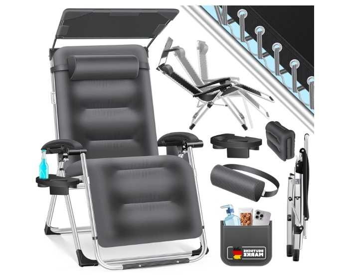 Leżak ogrodowy z daszkiem KESSER szary