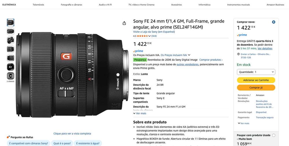 Sony 24mm Gmaster F1.4