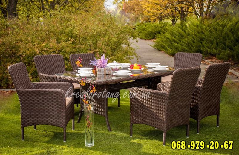 Комплект садовой мебели плетение искусственный ротанг Стол со стульями