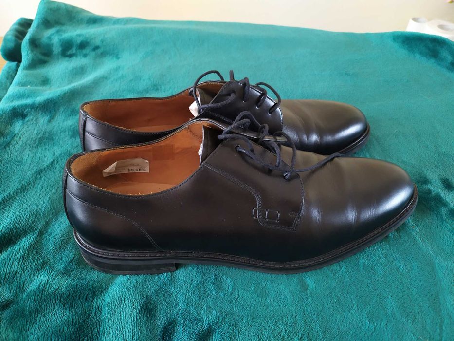 Massimo Dutti czarne skórzane buty r. 43