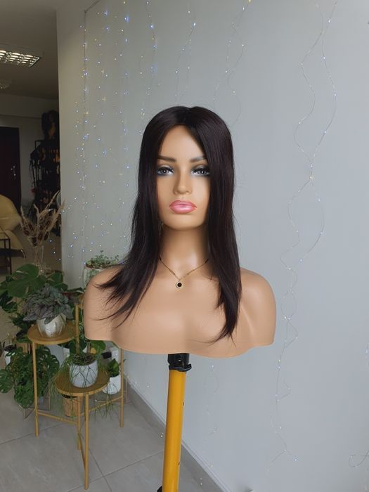 Tupet topper gorzka czekolada mikro skóra włosy naturalne Agnieszka