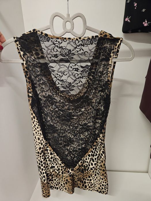 Bluzka tunika panterka koronka S