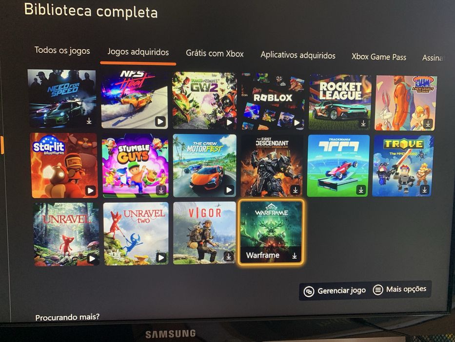 Conta com jogos da xbox