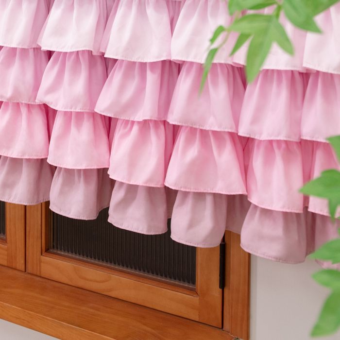 Firana 130x300 z różowymi falbanami