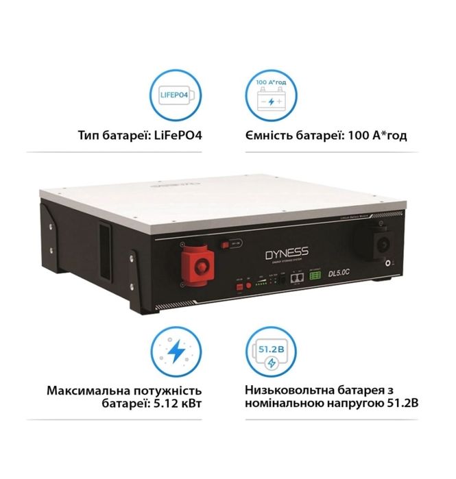 Акумулятор LiFePo4 DYNESS DL5.0C/PRO 100A•h. З підігрівом