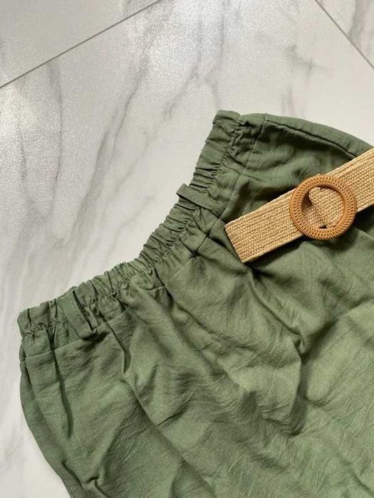 Zielona Spódnica Maxi z Wiskozy 100% Boho z paskiem Włoska