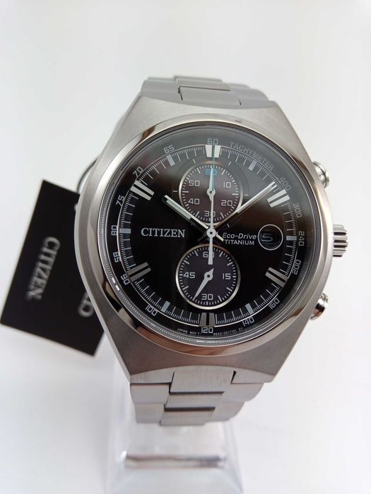 Титановые мужские часы Citizen Eco-Drive CA7090-52E, сапфир, хронограф