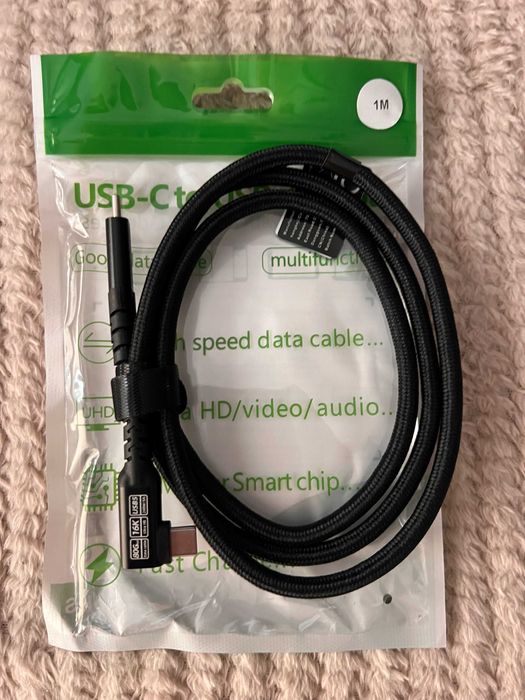 Kątowy Kabel Thunderbolt 5 USB-C 1m | 80 Gb/s/120 Gb/s| 240 W 16K NOWY