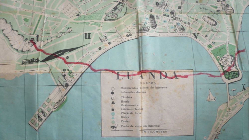 Portugal - Angola Mapa das Estradas e Planta de Luanda - Antigo