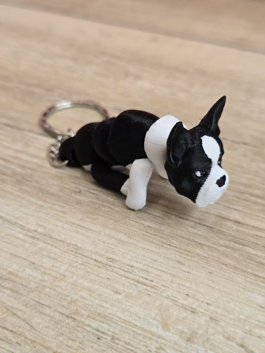 Breloczek Boston Terrier 3d - Seria Psów Brelok Druk3d fidget Keychain