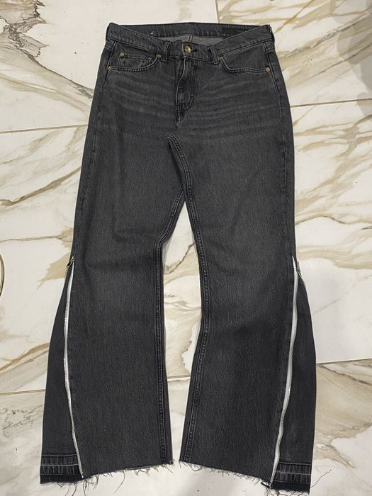 flared zip jeans, фларед джинси