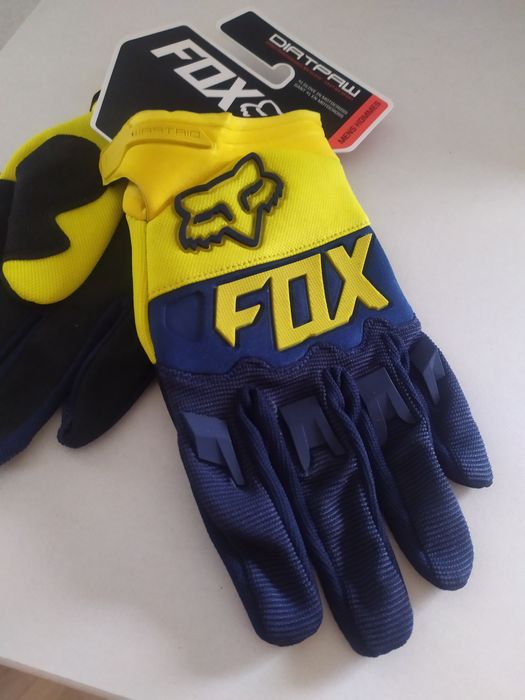 Rękawiczki rowerowe Fox Dirtpaw rozmiar M żółte niebieskie z metką