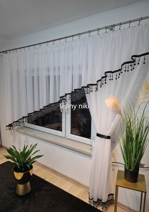 firana balkonowa czarne koraliki nr 171