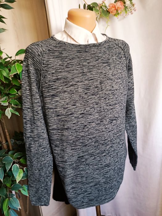 SG Męski sweter Selekted Homme r. L dzianina bawełna indigo knit melanż casual top