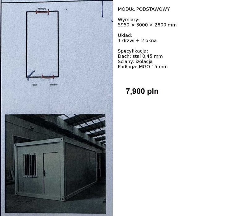 Kontenery biurowe socjalne sanitarne -elektryka- 6x3x2,8m