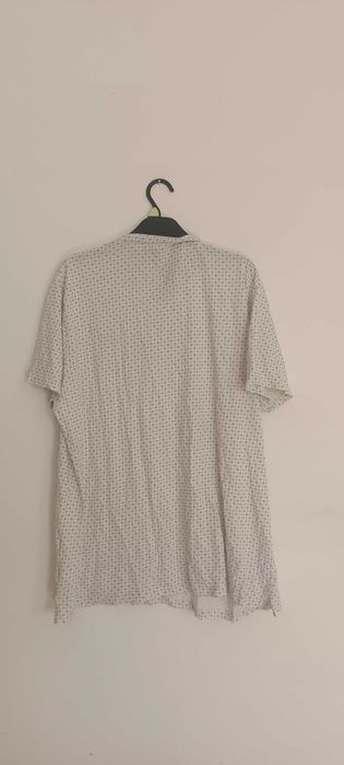 Koszulka polo wzorzasta XXL bawełna biała