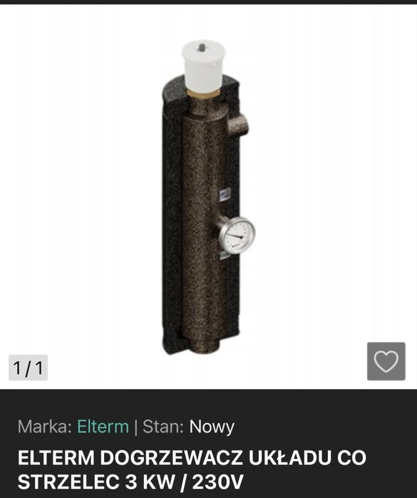Dogrzewacz układu CO Strzelec Elterm 3 KW / 230V